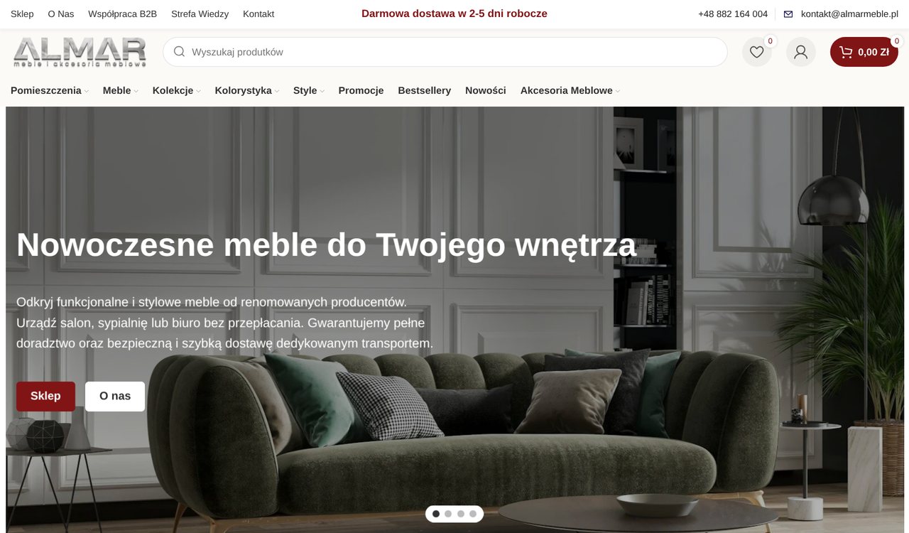 Strona główna sklepu Almar Meble z salonem
