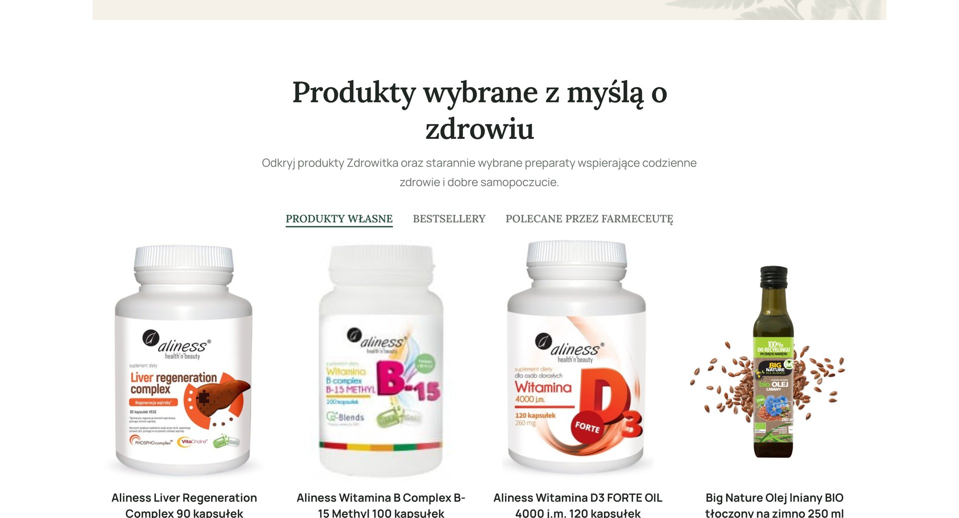 Zdrowitek: produkty własne, bestsellery, polecane